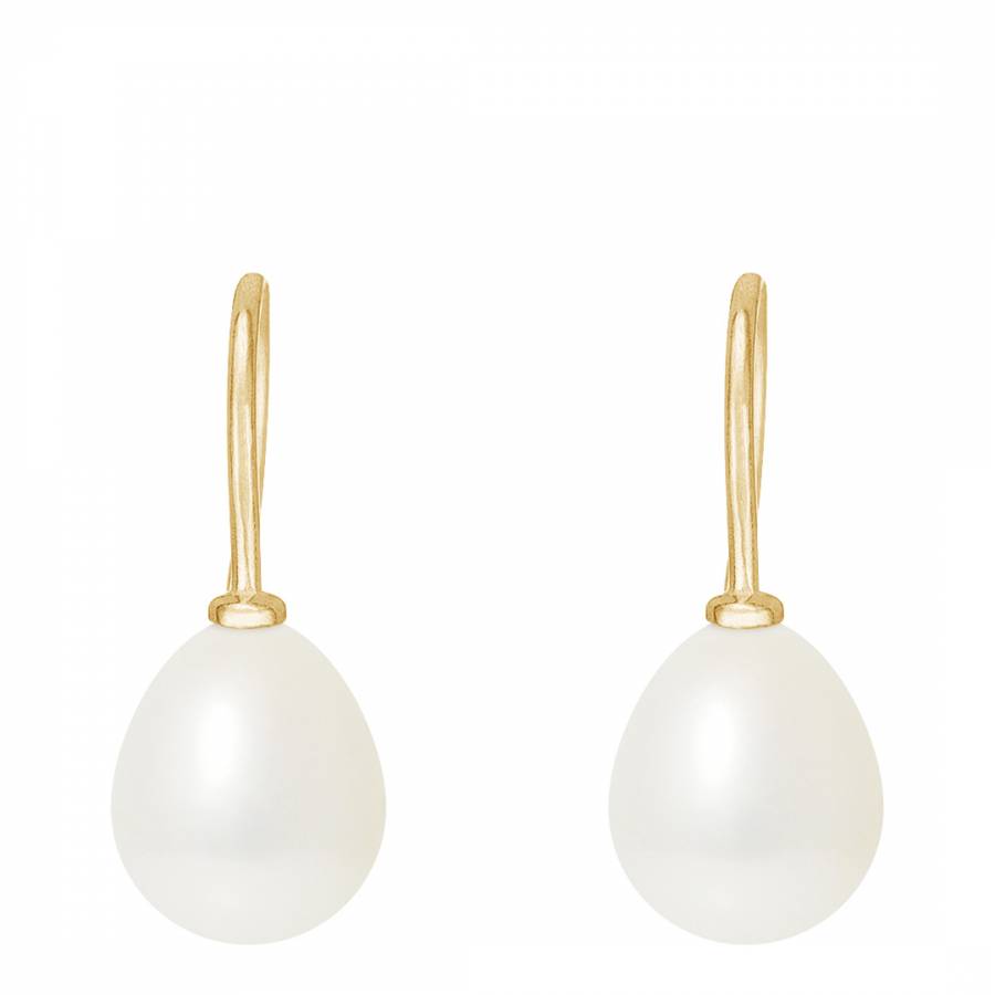 Yellow Gold / White Pearl Pear Drop Earrings 6-7mm - BrandAlley