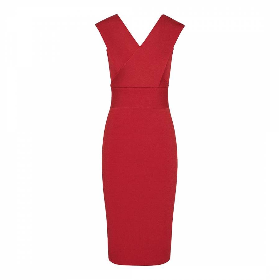 Red Salvia Knit Bodycon Dress - BrandAlley