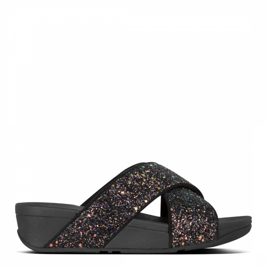Black Mix Lulu Glitter Slide Sandals 