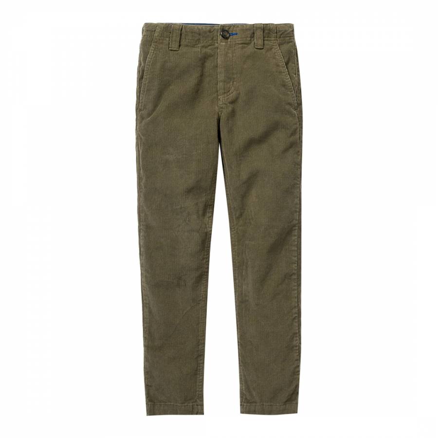 Boys Khaki Green Relaxed Cord Chino Trousers - BrandAlley