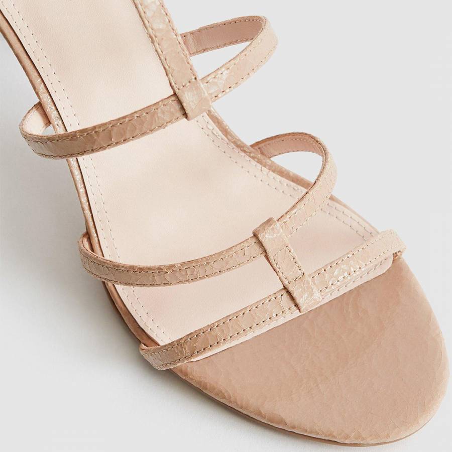 Taupe Harlow Strappy Leather Heeled Sandals - BrandAlley