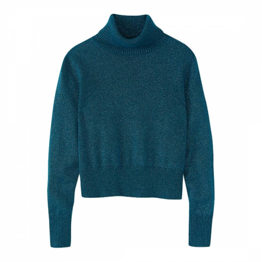 Pine Green Cashmere Cropped Polo Sweater - BrandAlley