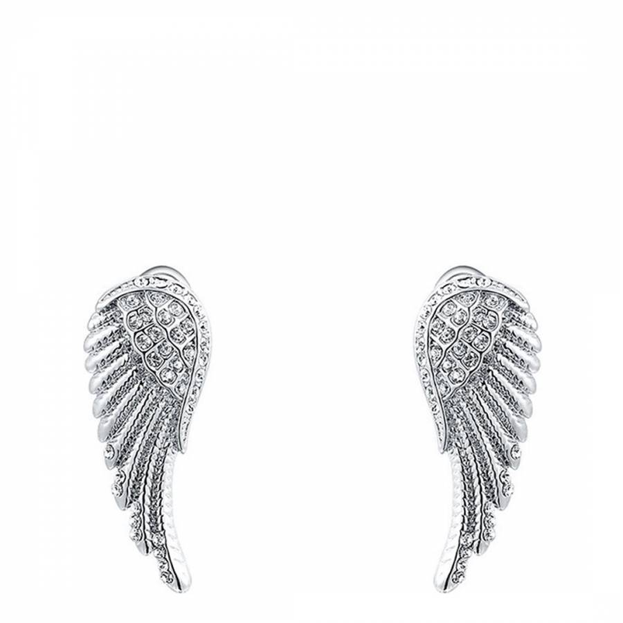 Silver Platinum Plated Angel Wings Earrings - BrandAlley