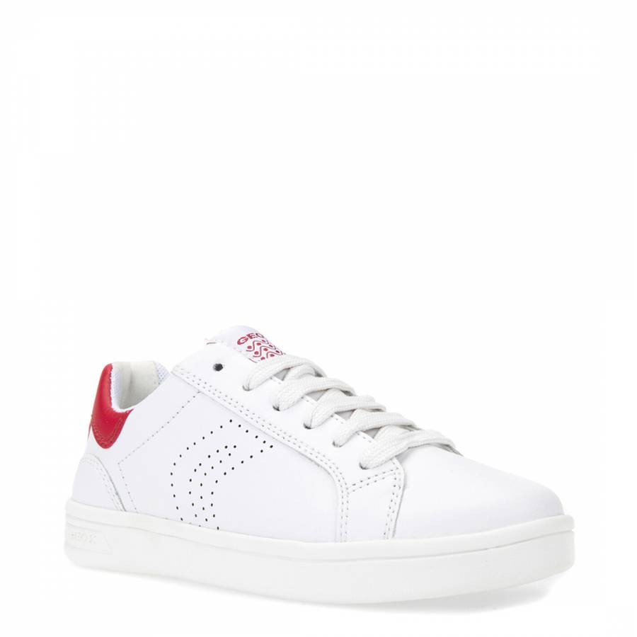 White/Red Lace Up Trainer - BrandAlley