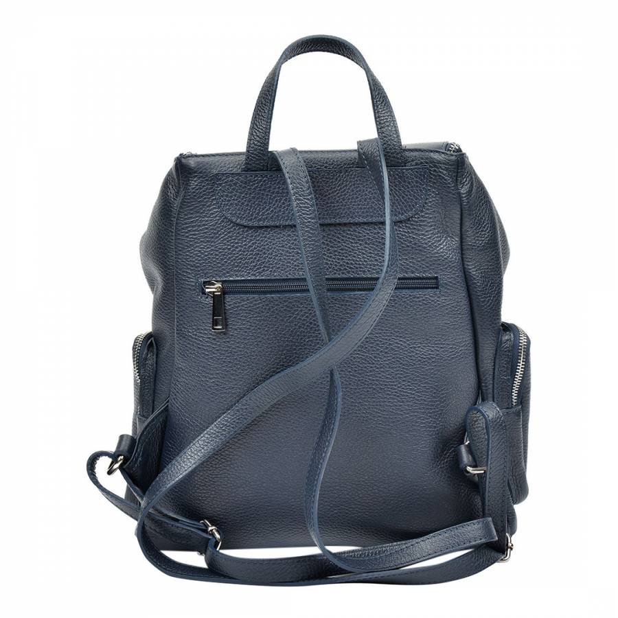 Navy Leather Backpack - BrandAlley