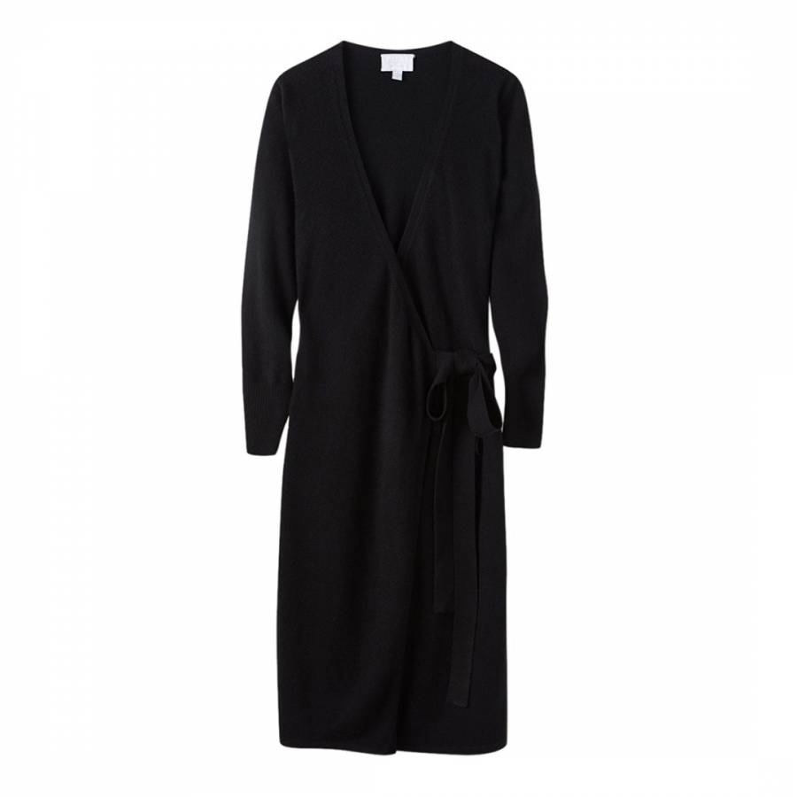 Black Cashmere Knitted Wrap Dress - BrandAlley