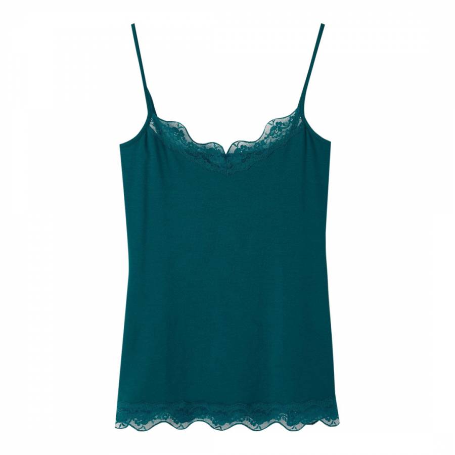 Teal Lace Jersey Camisole - BrandAlley