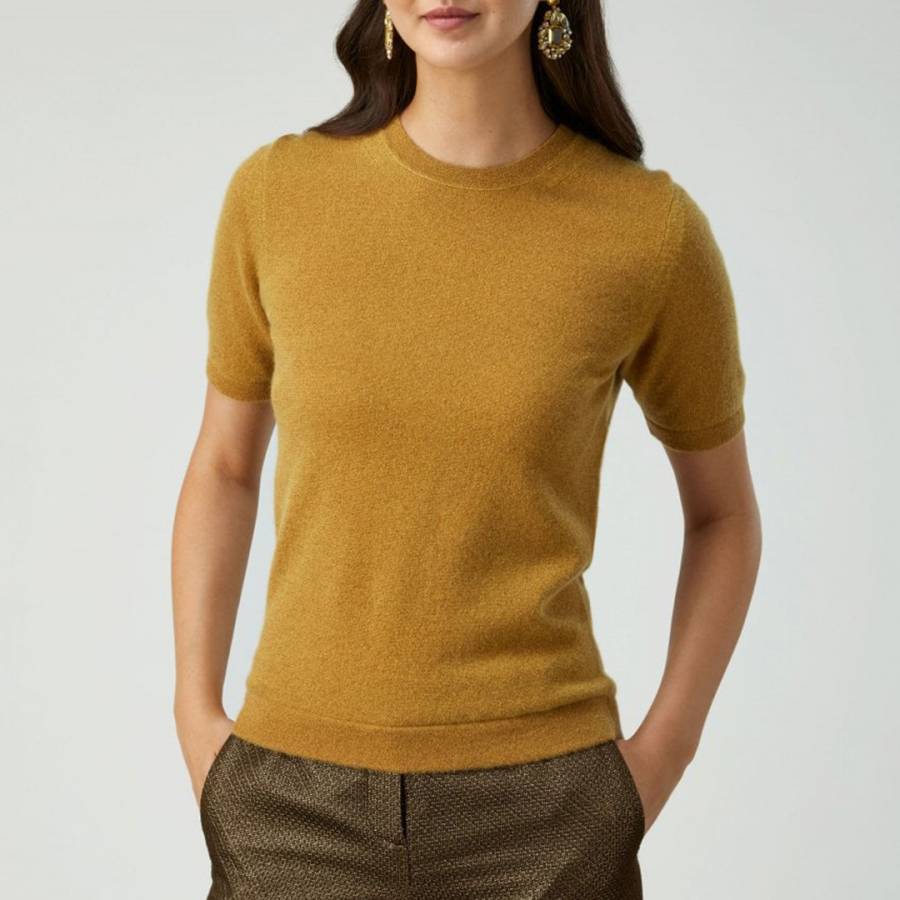 Gold Sparkle Cashmere T-Shirt - BrandAlley