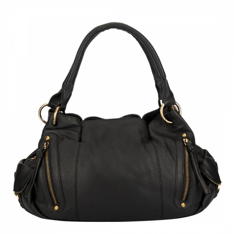 Black Double Zip Shoulder Bag - BrandAlley