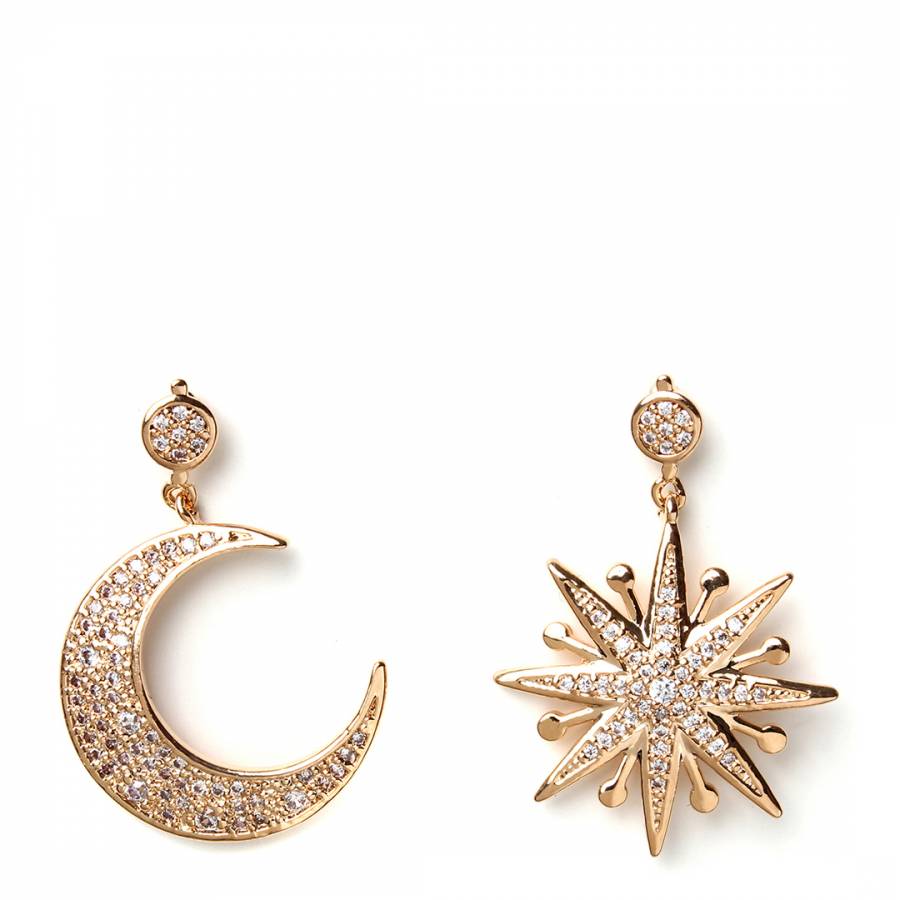 Gold Moon and Star Drop Earrings - BrandAlley