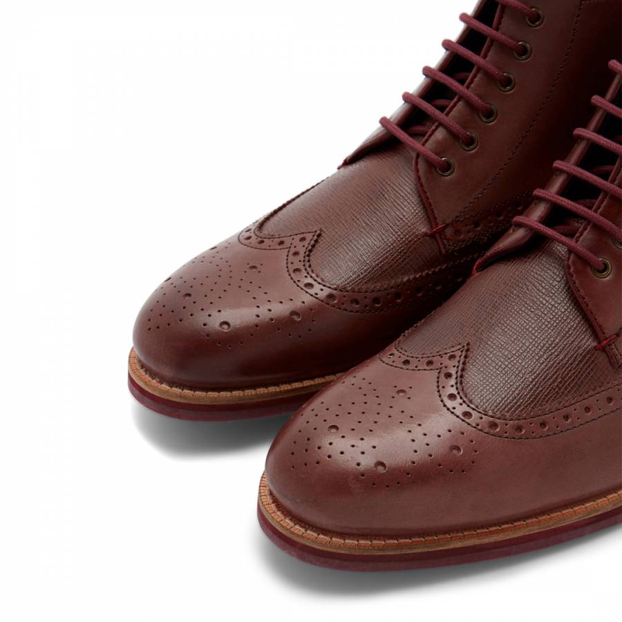 Dark Red Hjenno Brogue Ankle Boots 