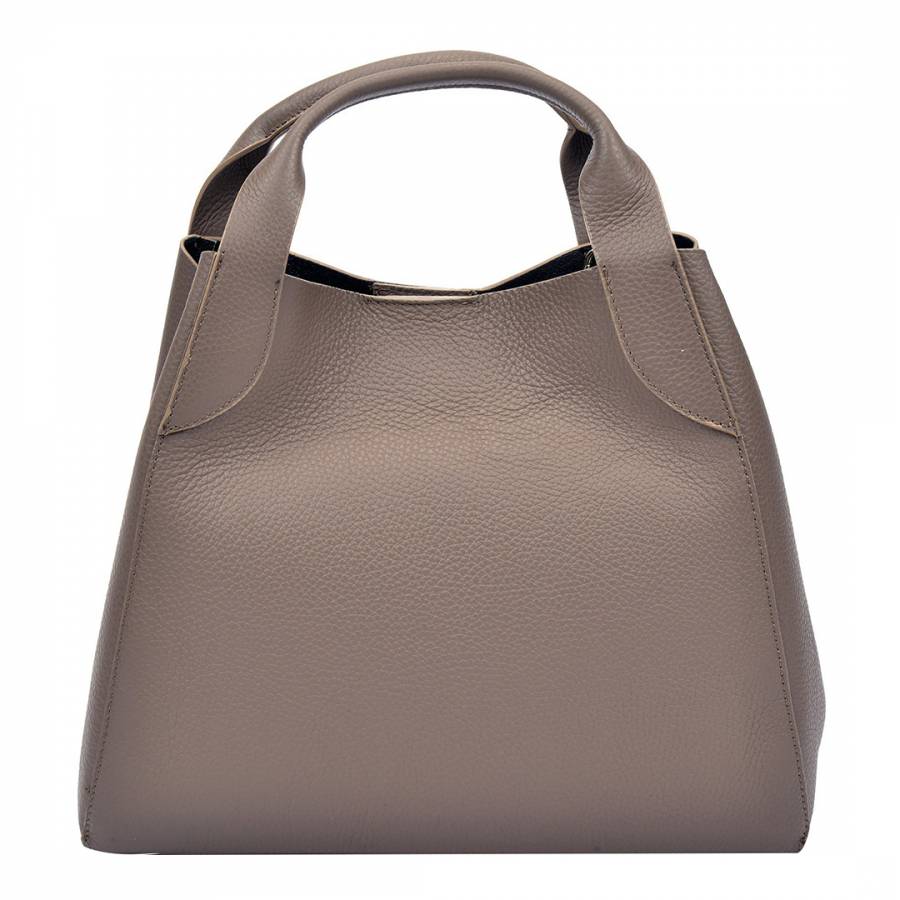 Taupe Leather Tote Bag - BrandAlley