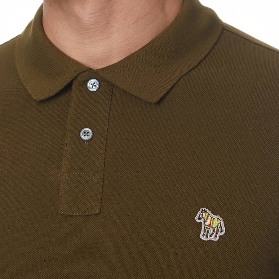 Khaki Regular Long Sleeve Polo Shirt - BrandAlley