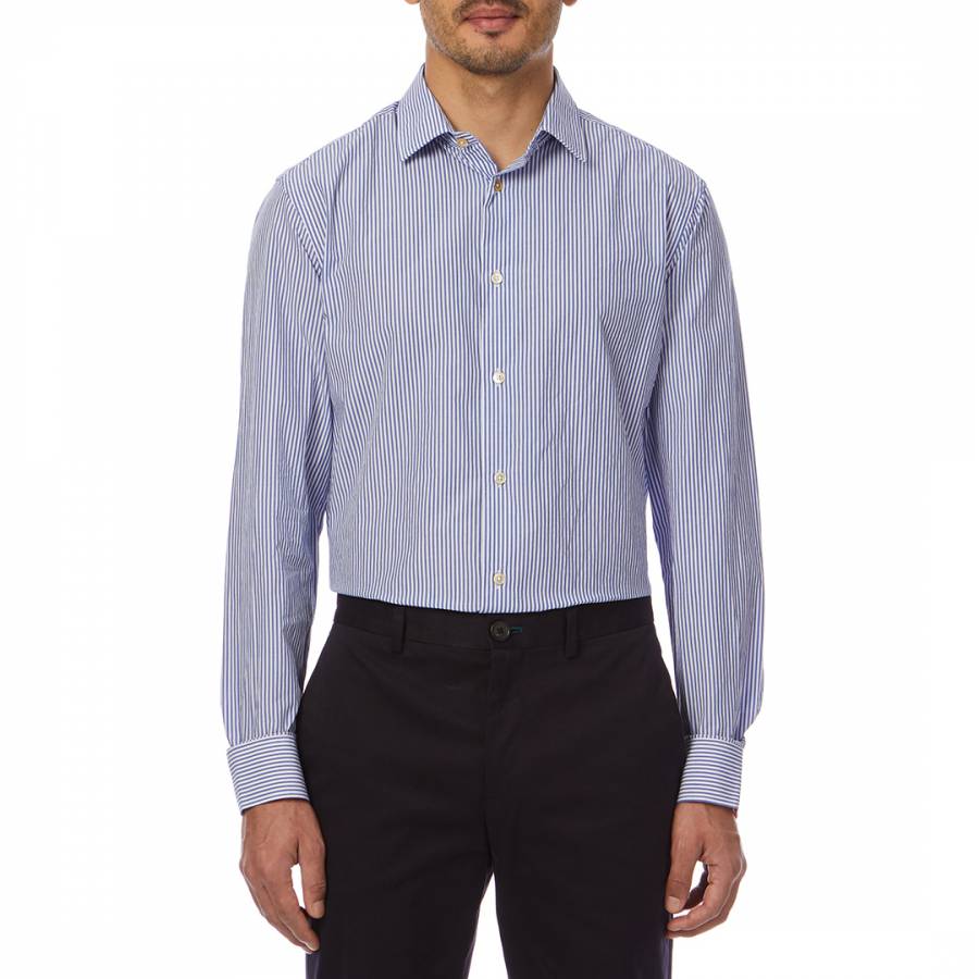Blue Stripe Formal Tailored Shirt - BrandAlley