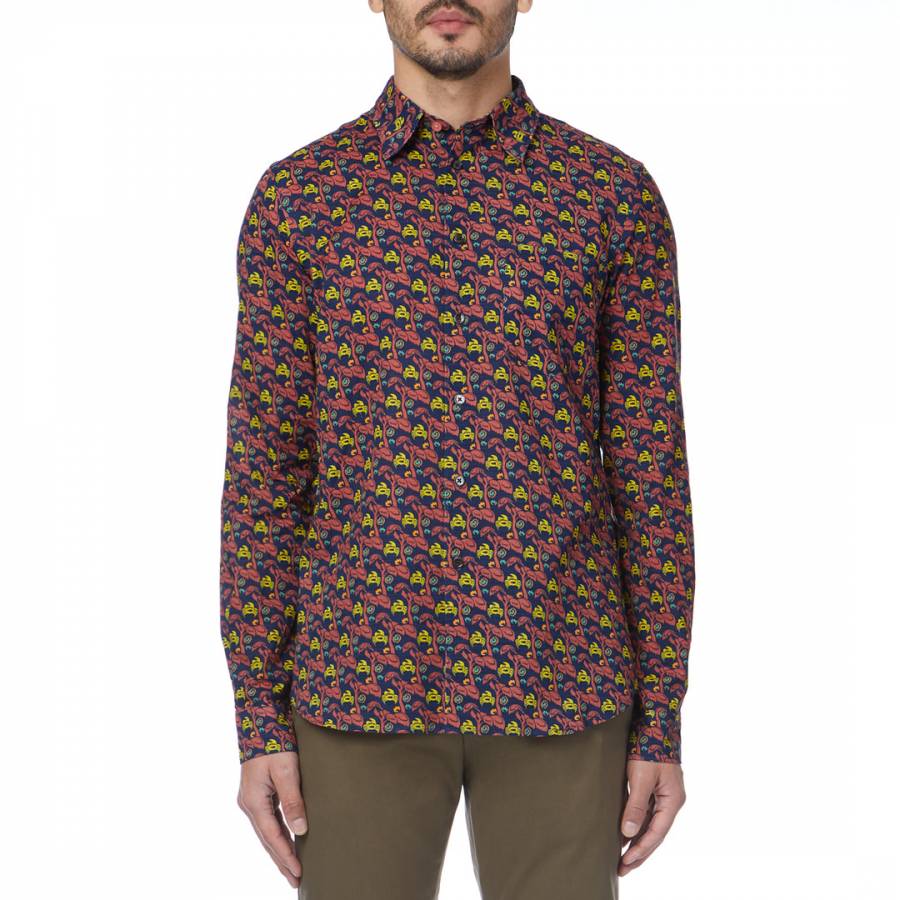 Red Print Tailored Fit Shirt - BrandAlley