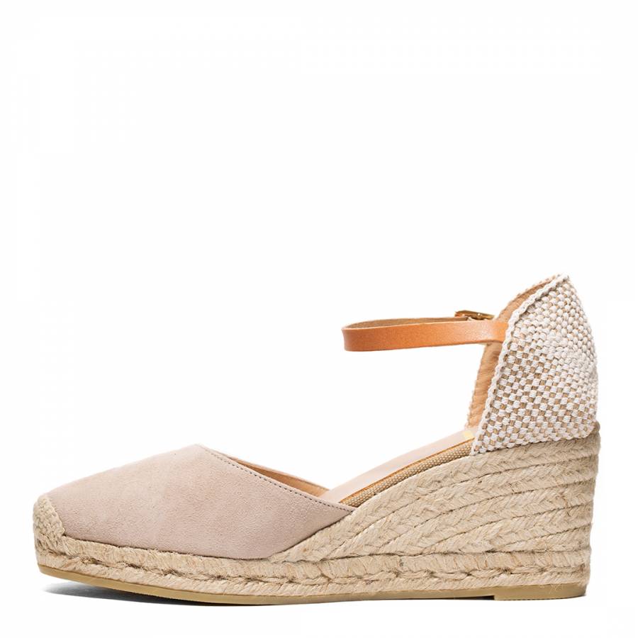 Taupe Suede Laura Wedge Sandal - BrandAlley