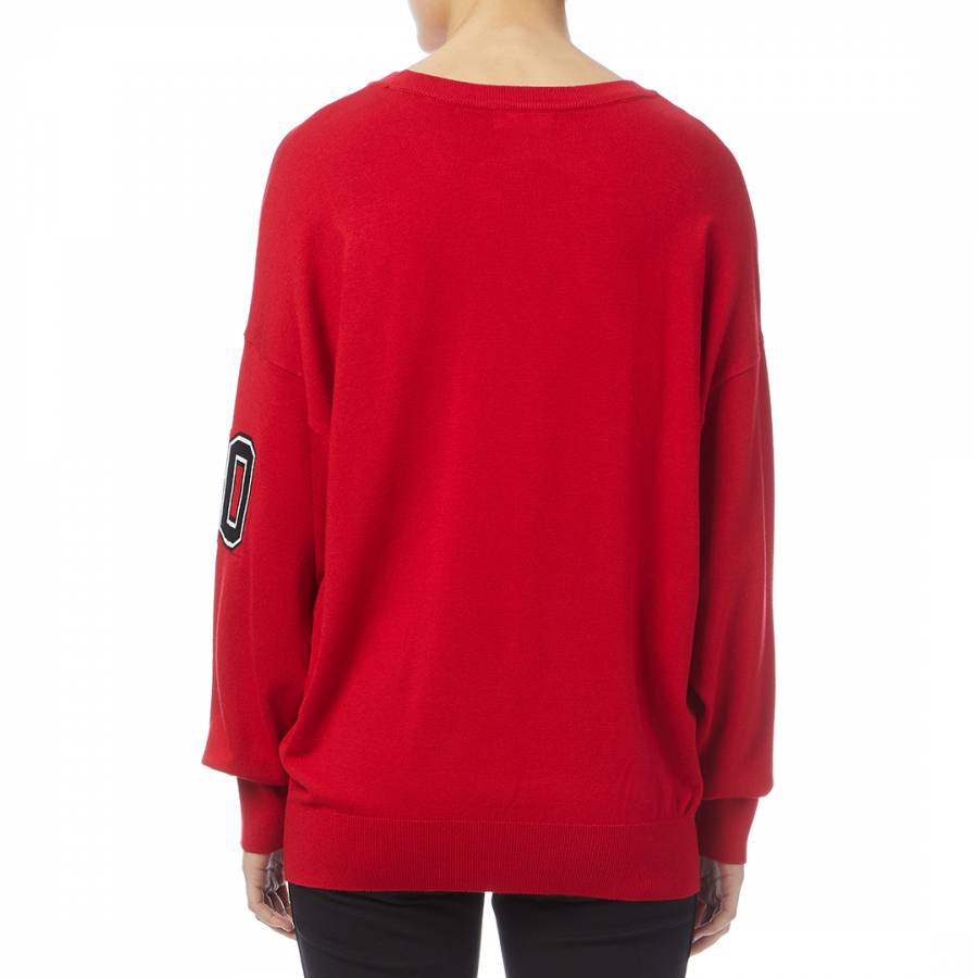 Red Number Thin Knit Jumper - BrandAlley
