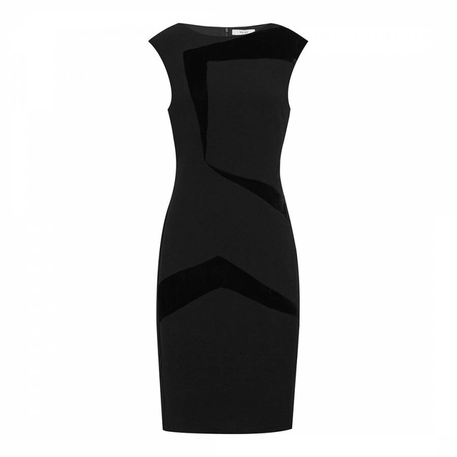Black Payton Velvet Panel Dress - BrandAlley