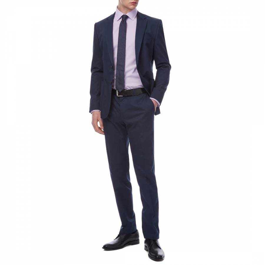 Navy Gibson Cotton Stretch Suit Trousers - BrandAlley
