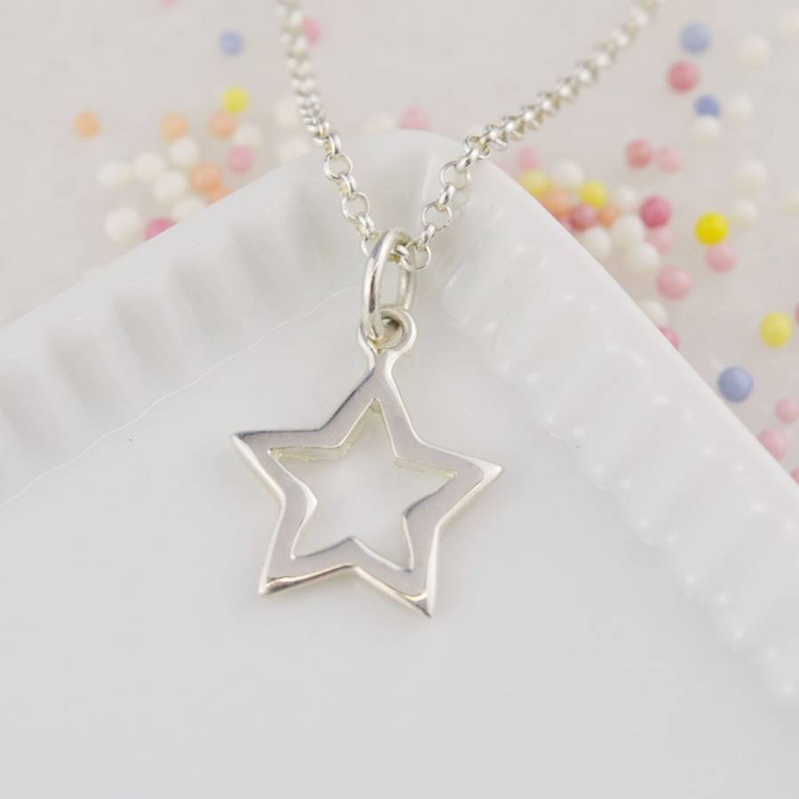 Silver Open Star Necklace - BrandAlley