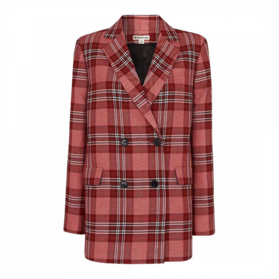 Red Check Double Breasted Blazer - BrandAlley