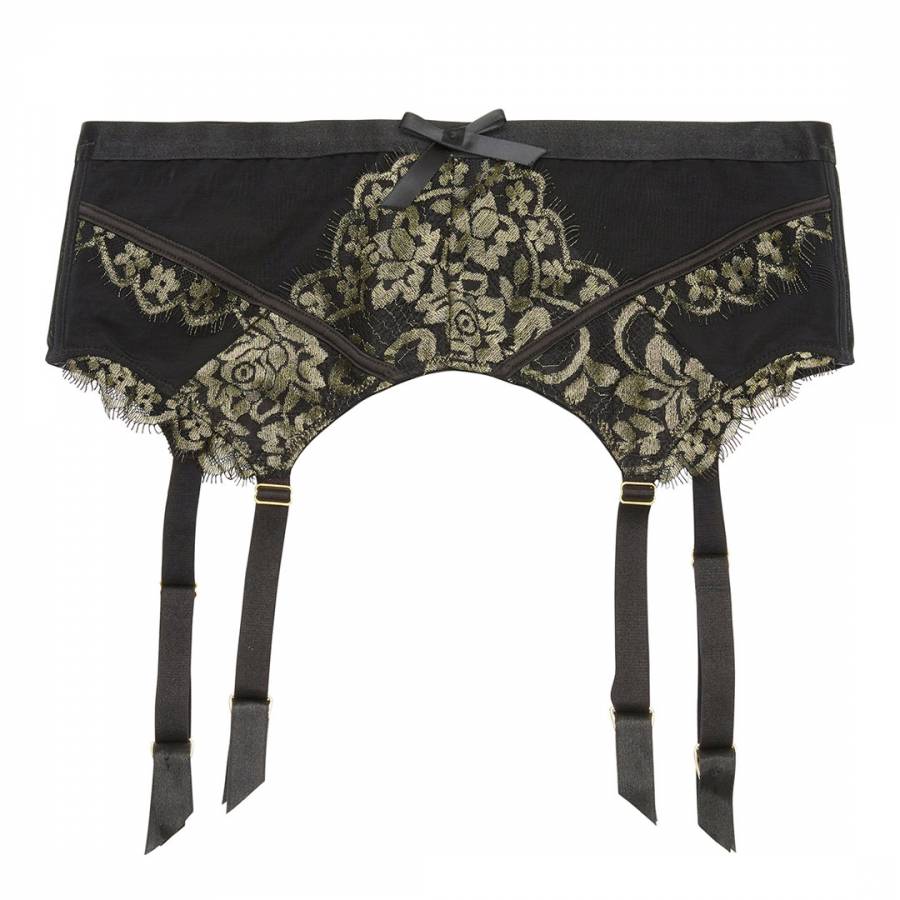 Black and Gold Peek & Beau Empress Lace Suspender - BrandAlley