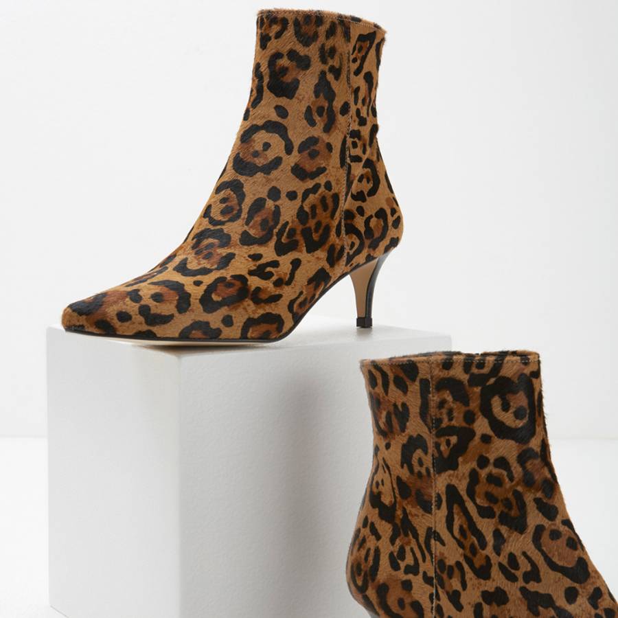 Jodie Leopard Kitten Boots - BrandAlley