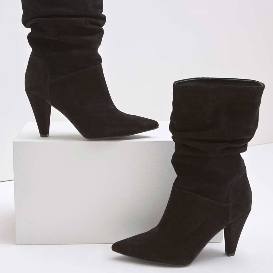 Harley Black Suede Slouch Boot - BrandAlley