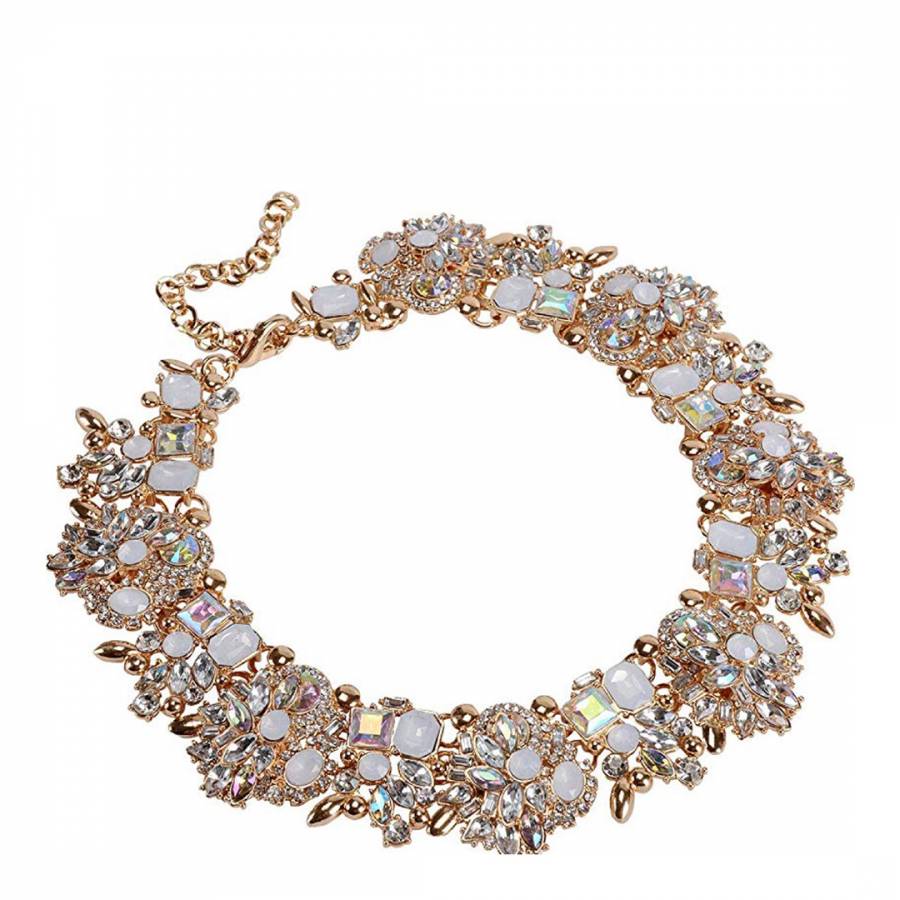 18K Gold Plated Multi Crystal Statement Necklace - BrandAlley