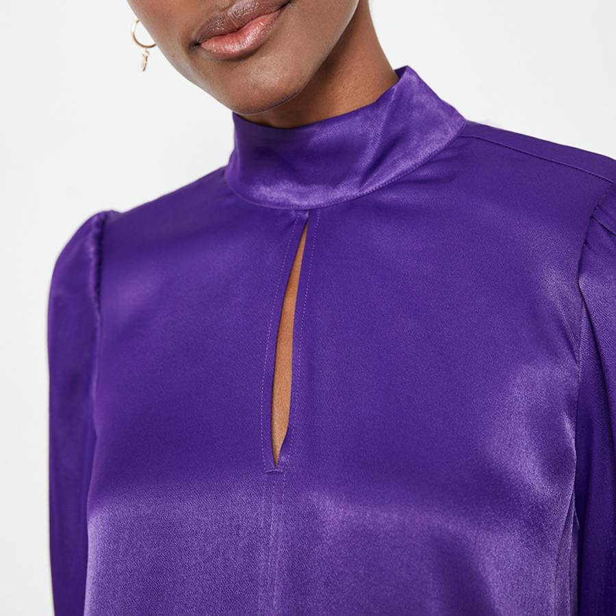 Purple Satin Puff Sleeve Top - BrandAlley