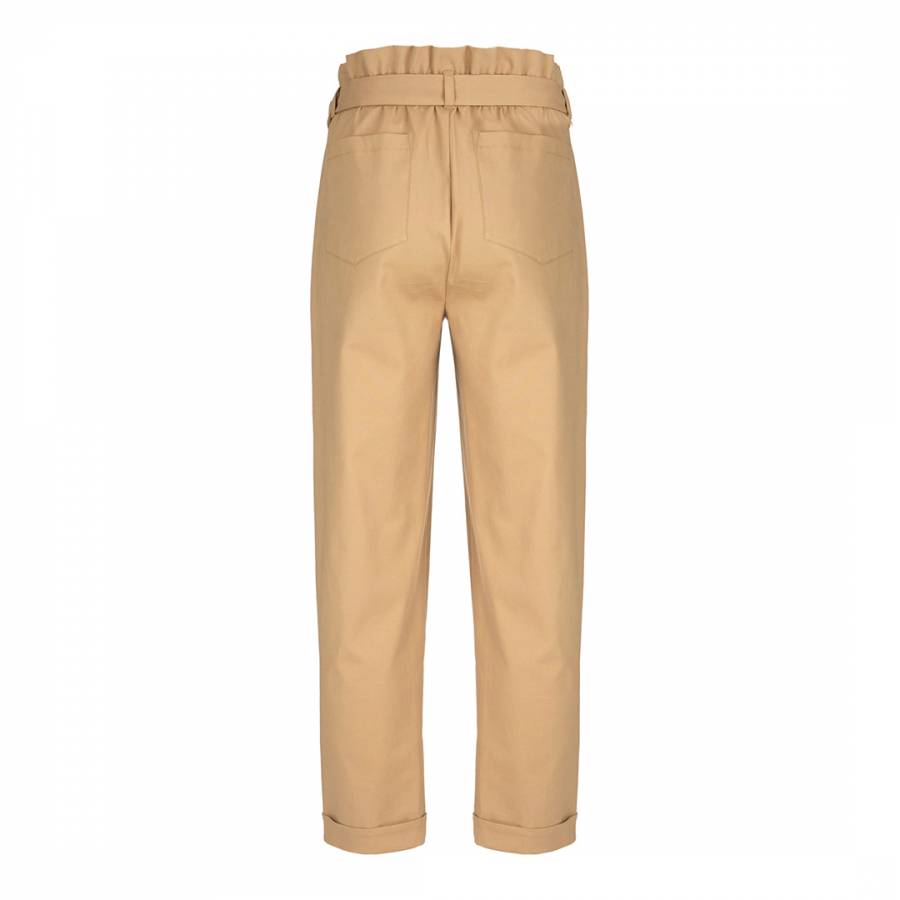 Camel Belted Paperbag Trousers - BrandAlley