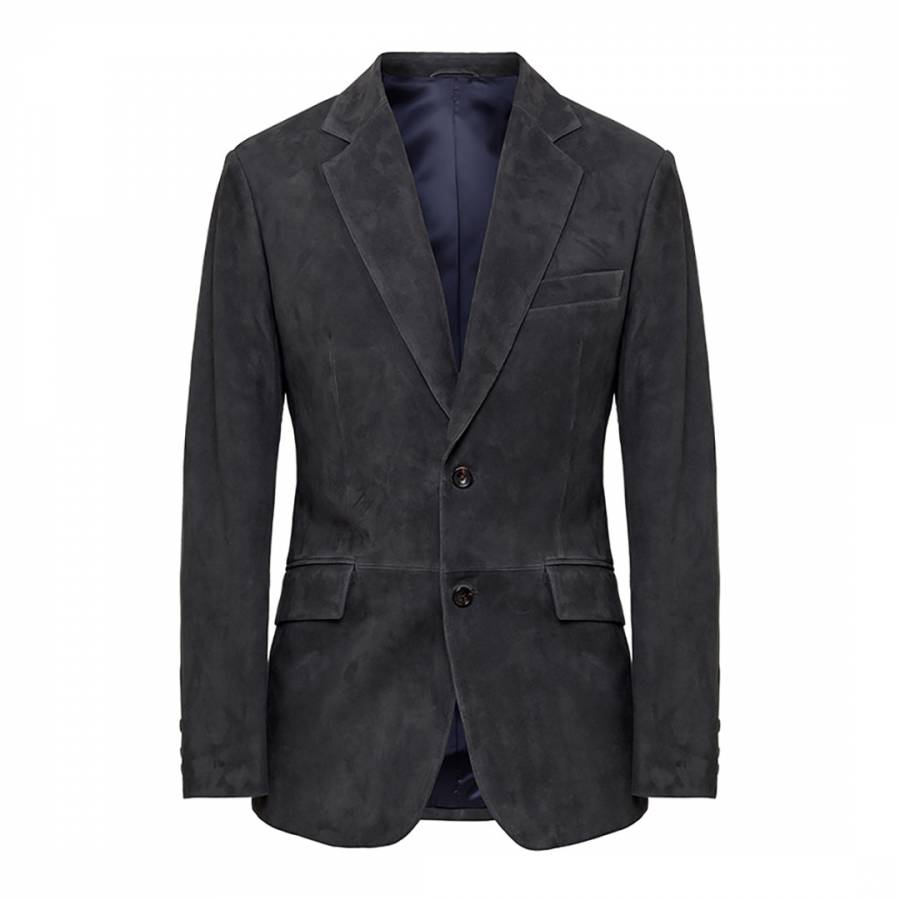Dark Grey Mayfair Suede Suit Jacket - BrandAlley