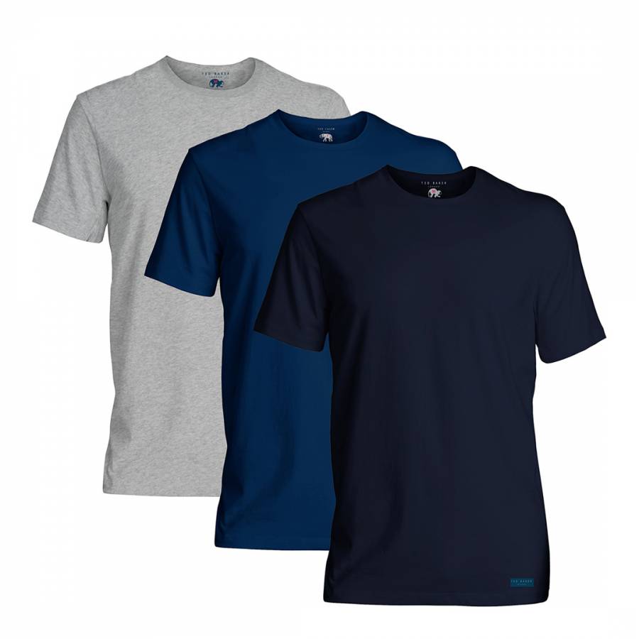 Navy/Blue/Grey 3pack S/S Tee Shirts - BrandAlley