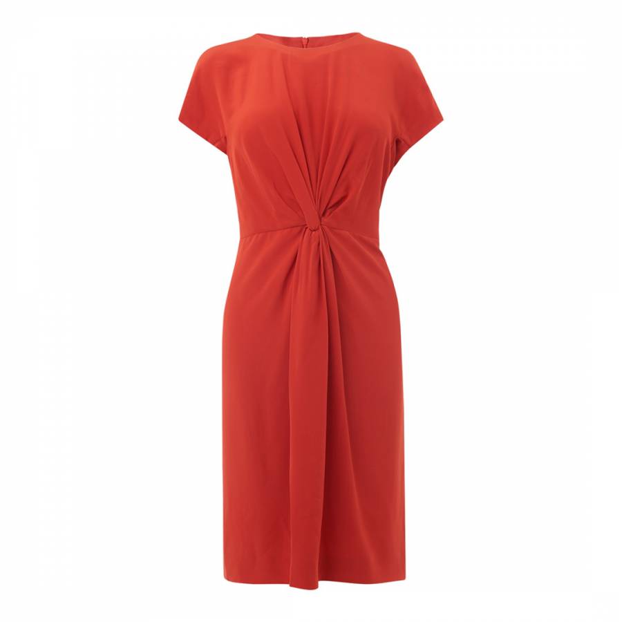 Red Milas Twisted Front Silk Dress - BrandAlley