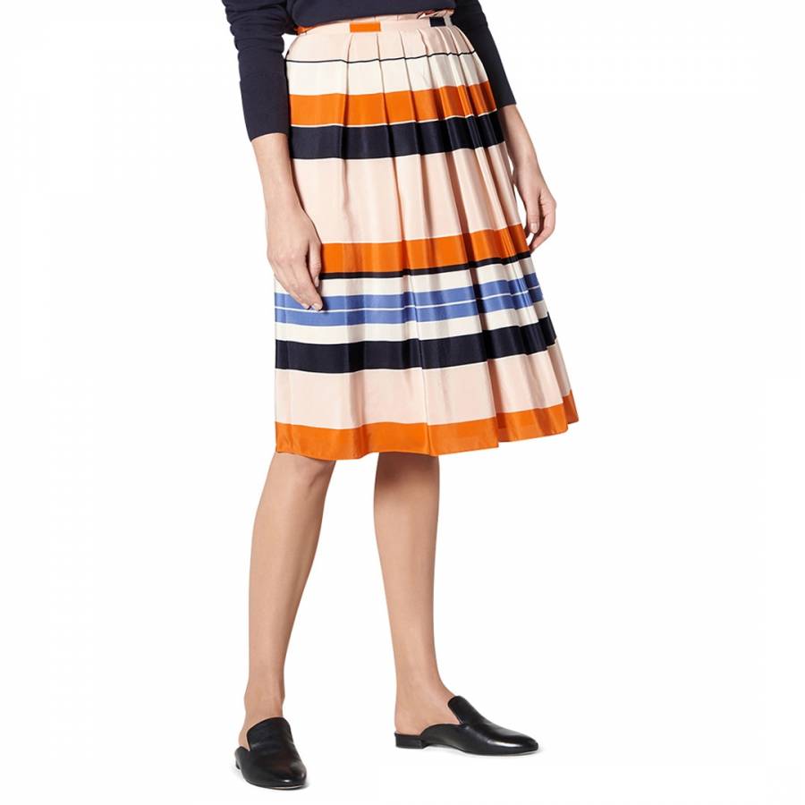 Orange/Multi Caitlyn Stripe Silk Skirt - BrandAlley