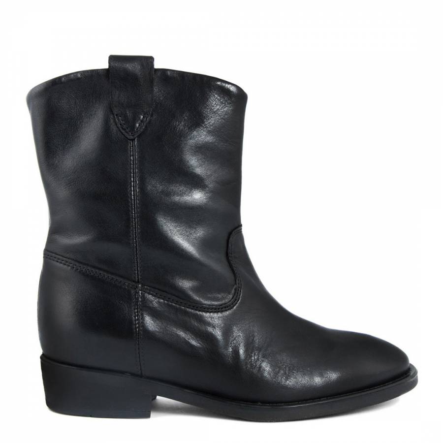 Black Turia Leather Western Ankle Boots - BrandAlley