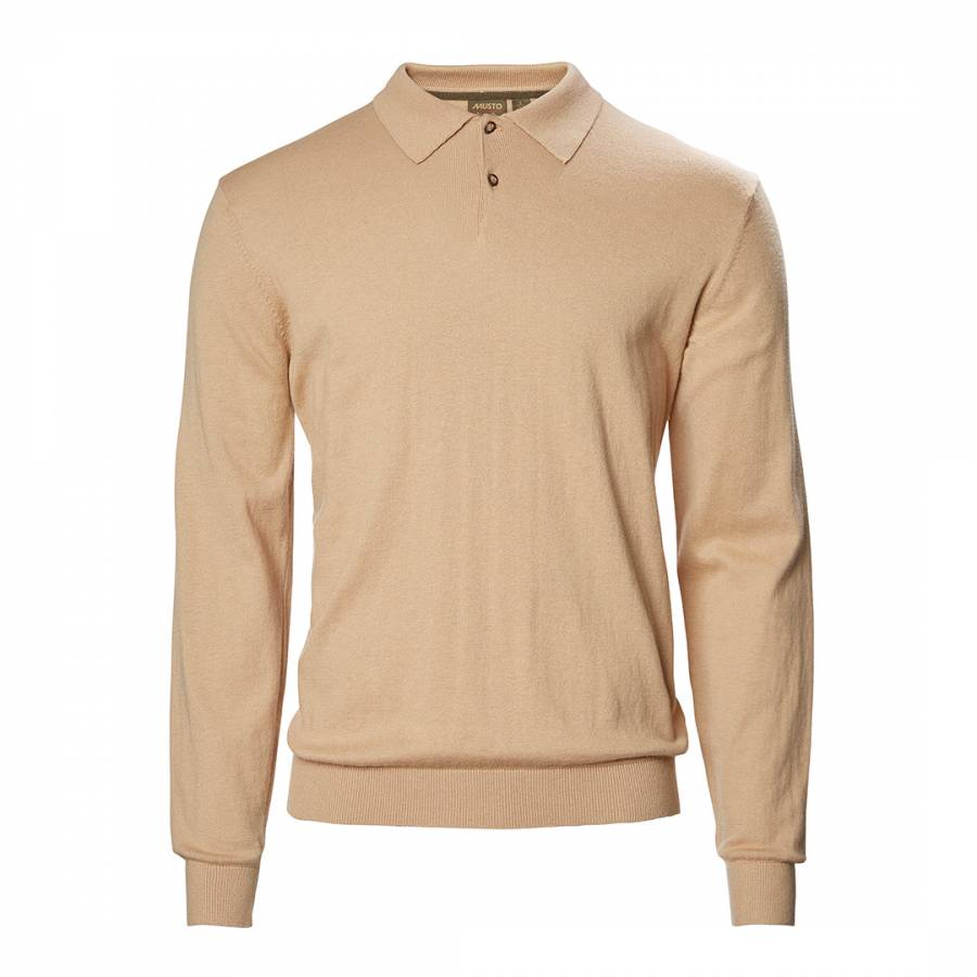 Beige Polo Collar Knit Top - BrandAlley