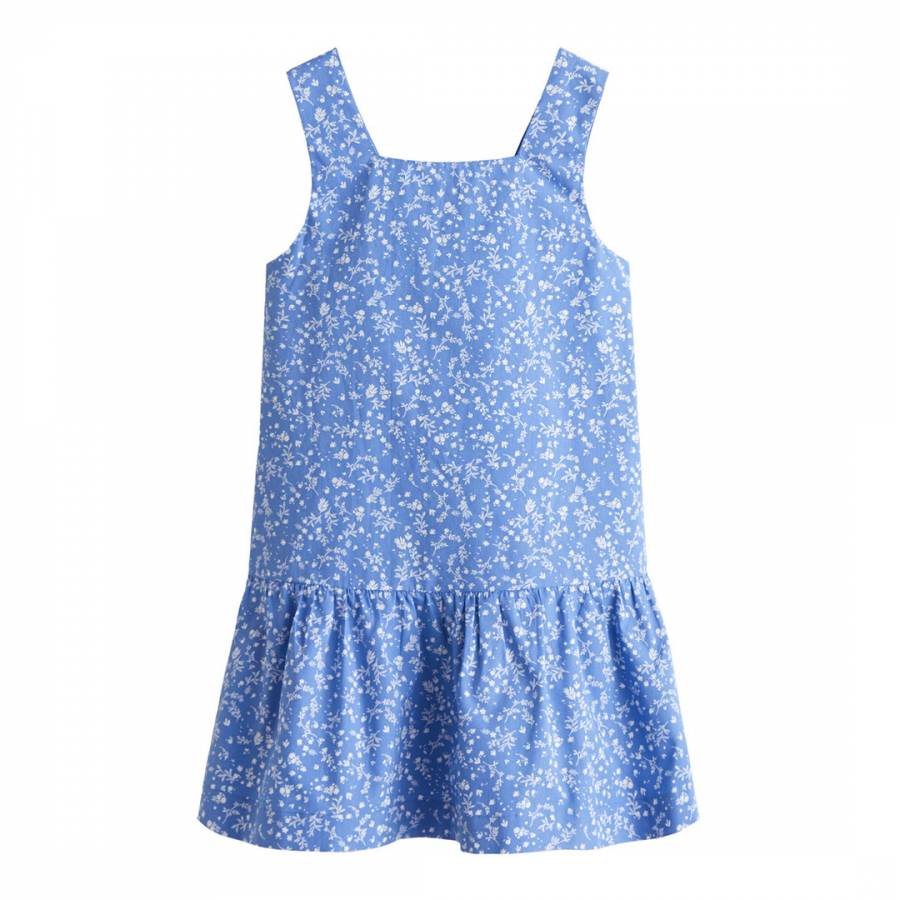 Girl's Blue Floral Print Dress - BrandAlley