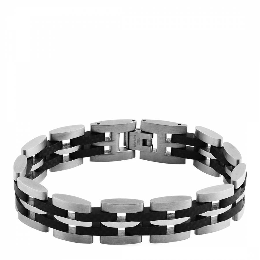 Silver Black Small Link Bracelet - BrandAlley