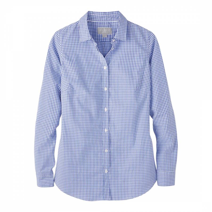 Blue Gingham Check Cotton Shirt - BrandAlley