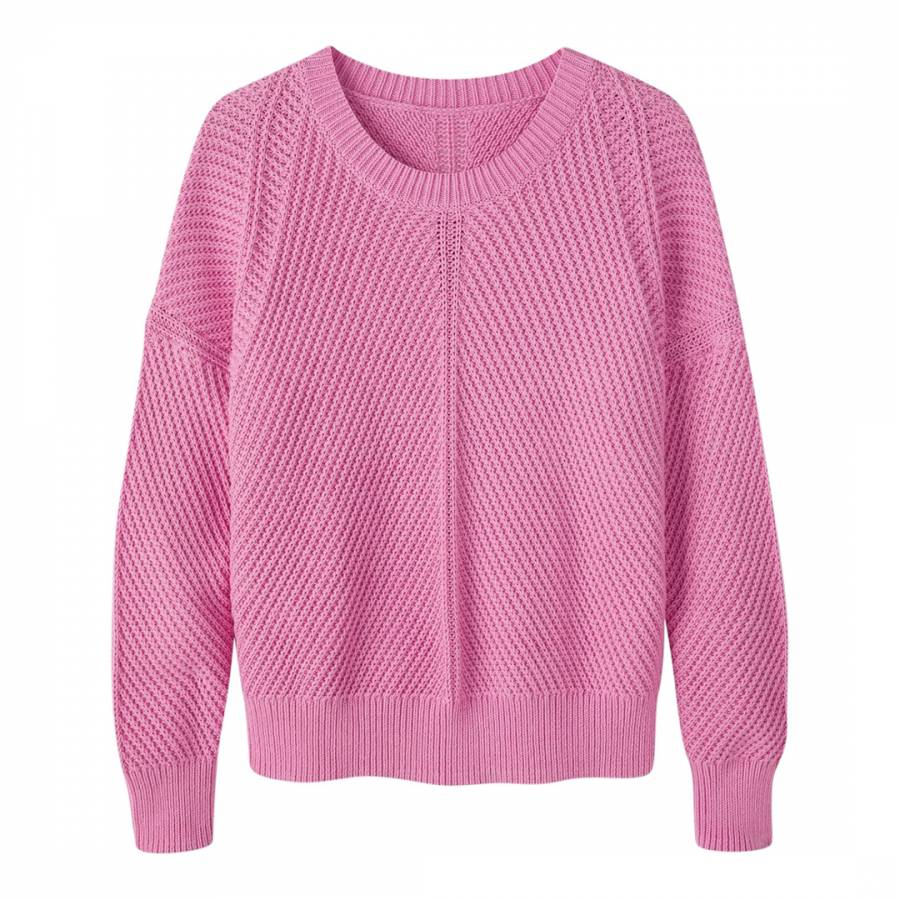 Pink Cotton Chunky Textured Stitch Jumper - BrandAlley