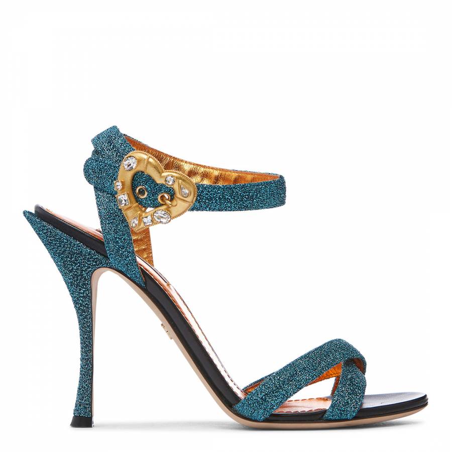 Turquoise Glitter Heeled Sandals - BrandAlley