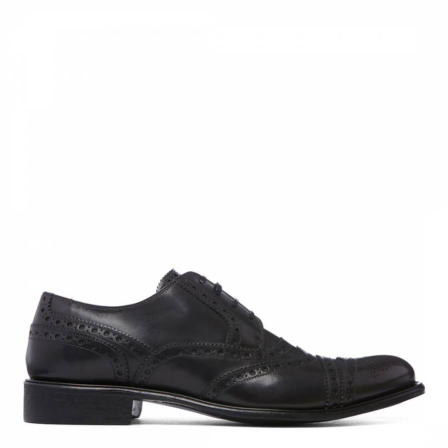 Black Leather Detailed Brogues - BrandAlley