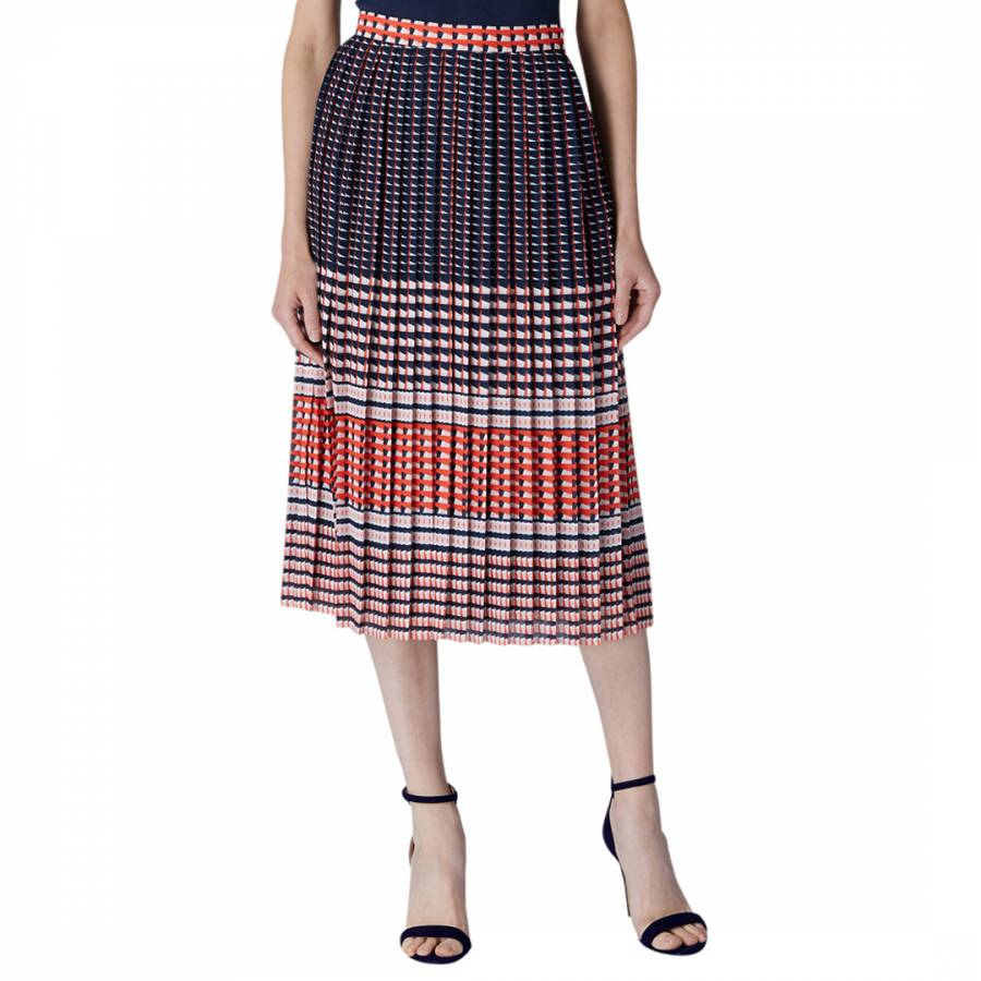 Red/Multi Geometric Print Pleated Skirt - BrandAlley