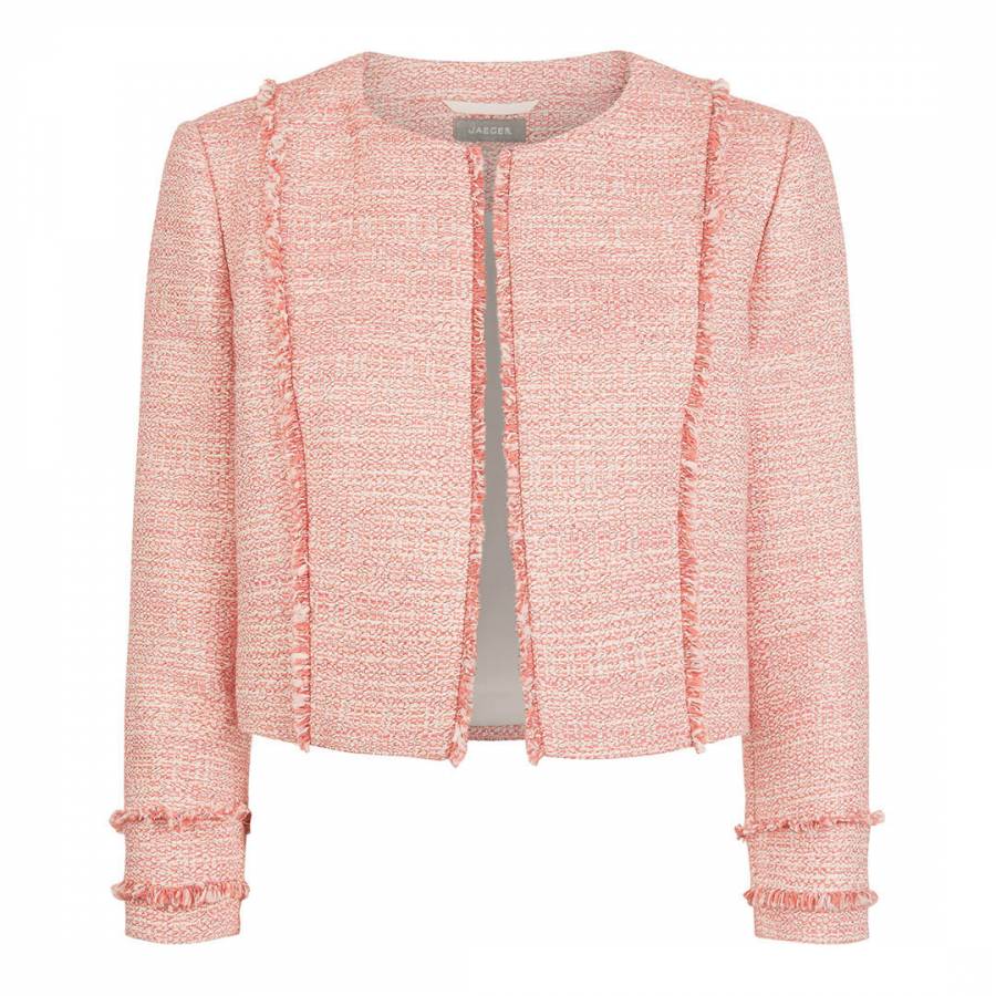 Pink Boucle Cropped Jacket - BrandAlley