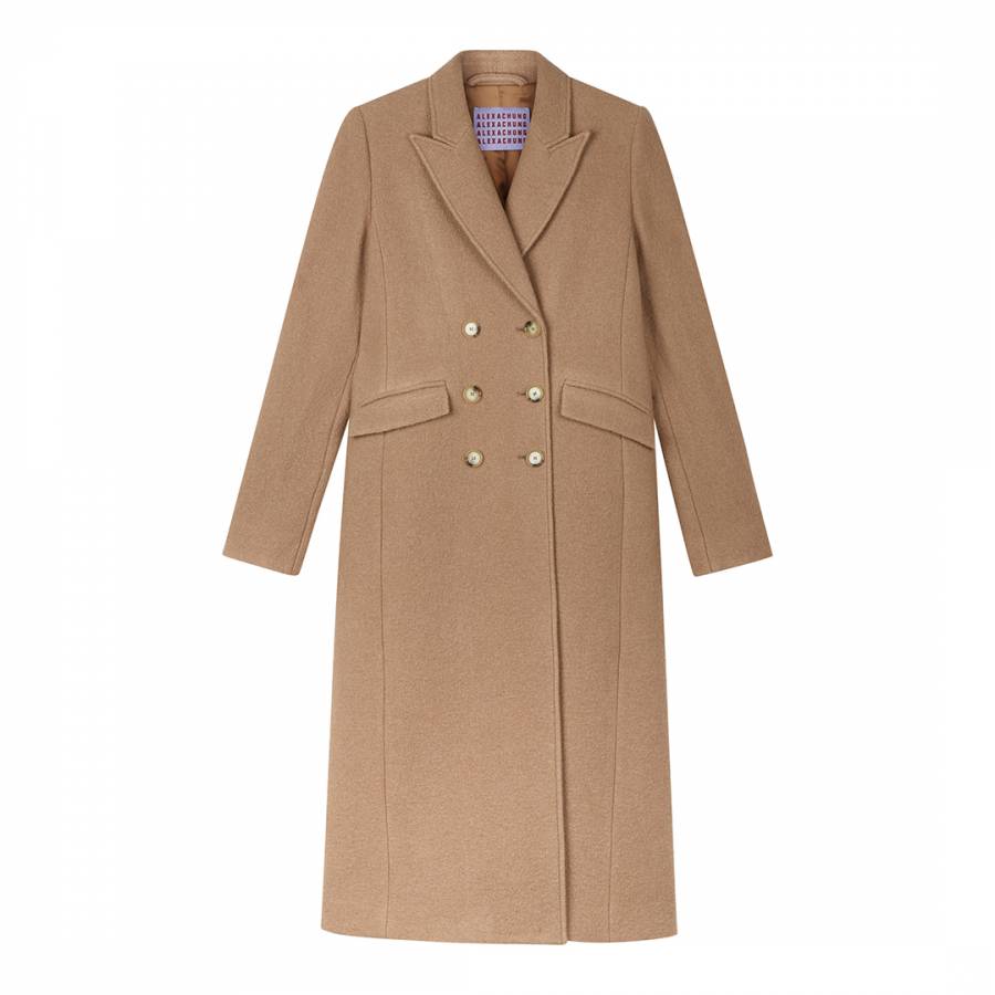 Camel Shaped Double Breasted Wool Coat - BrandAlley
