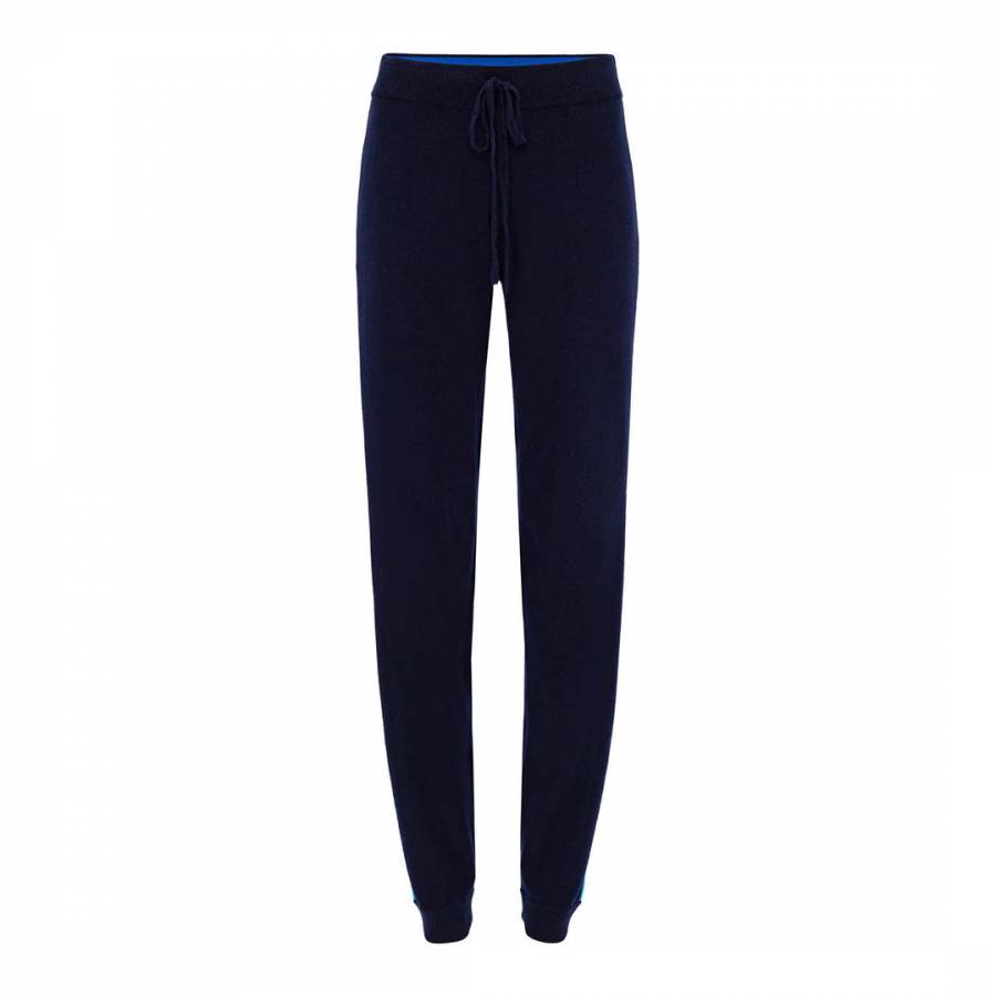 Navy Drawstring Fitted Cashmere Joggers - BrandAlley