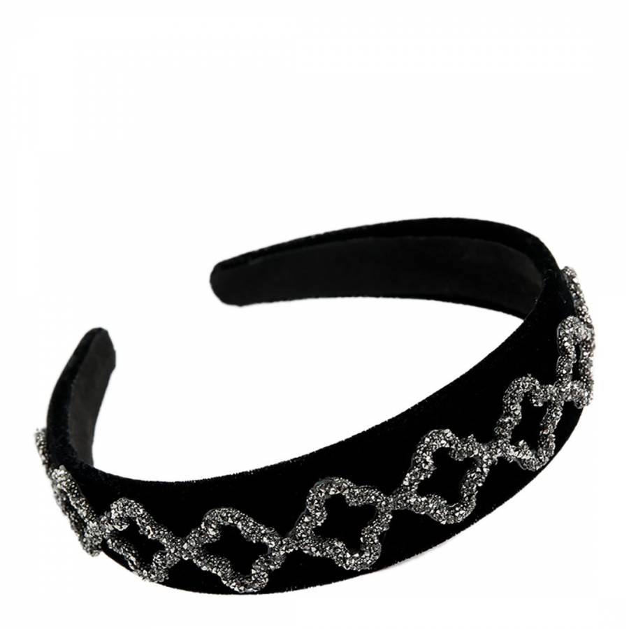 Black Velvet Glitter Headband - BrandAlley