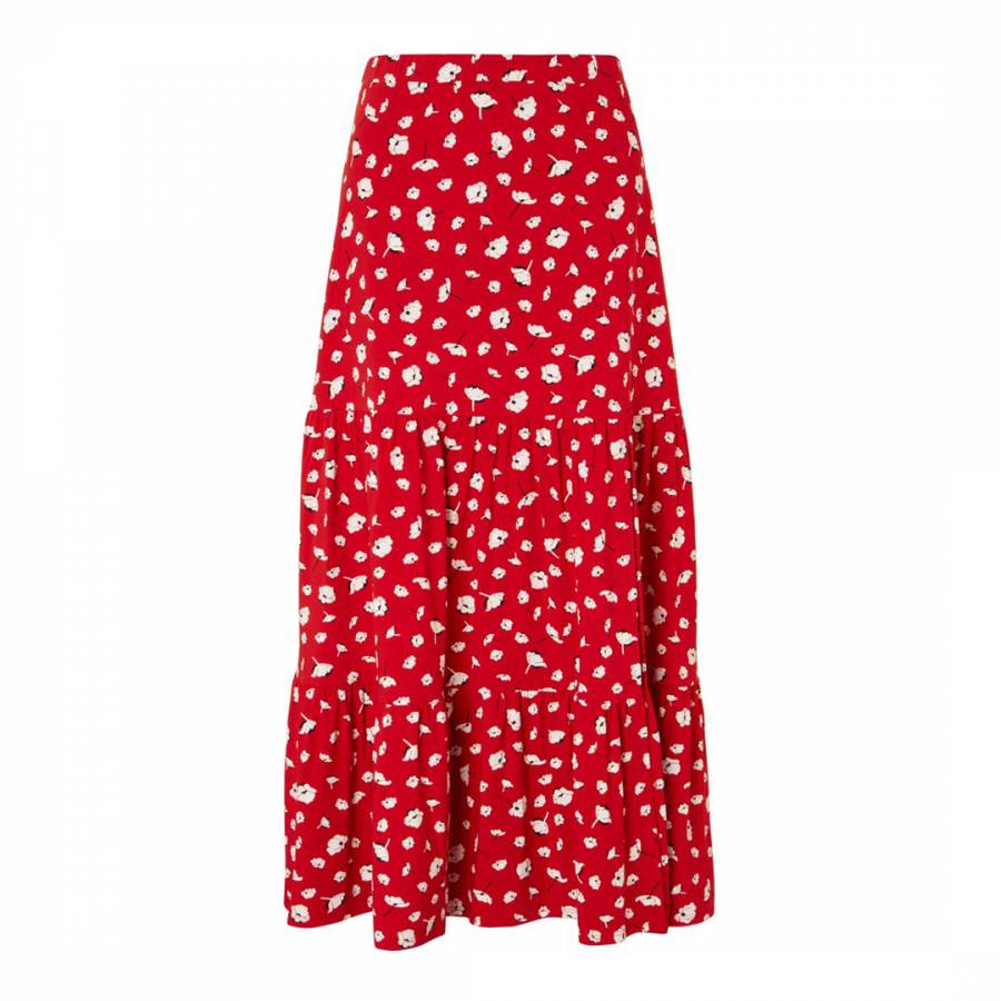 Red Poppy Floral Ruby Skirt - BrandAlley