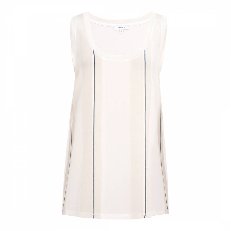 Off White Liane Stripe Silk Vest Top - BrandAlley